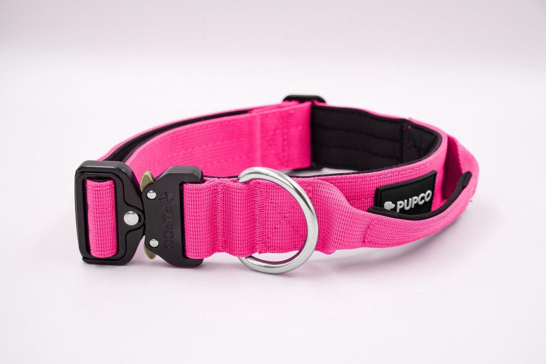 Performance collar with handle 4CM - Rose pink